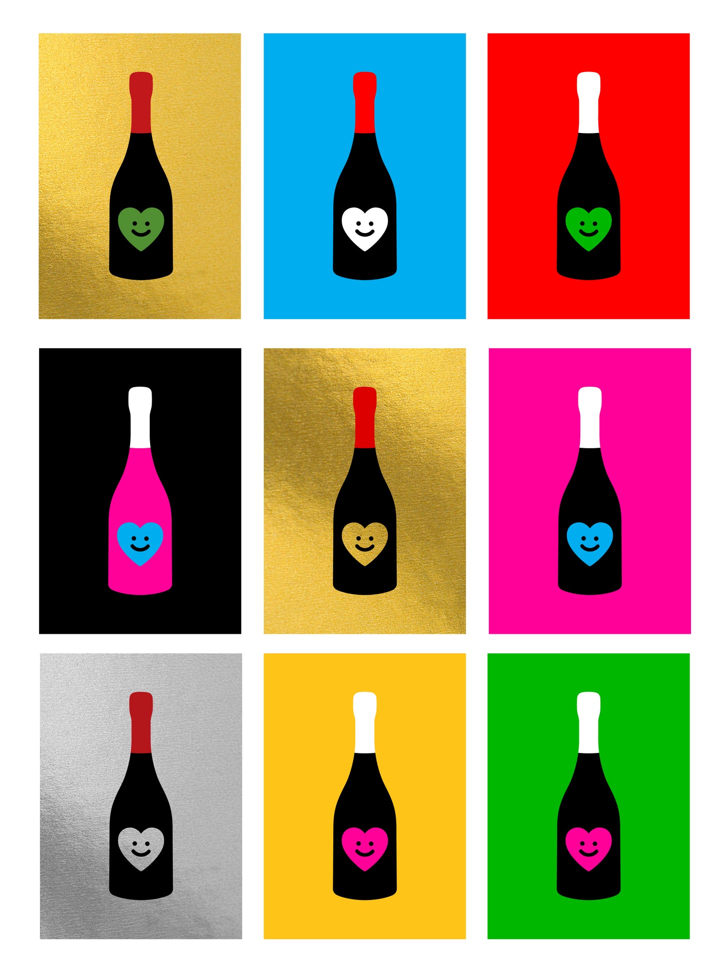 CHAMPAGNE SMILE Silver + Black + Red