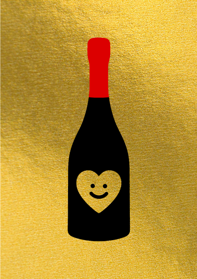 CHAMPAGNE SMILE Gold + Black + Red