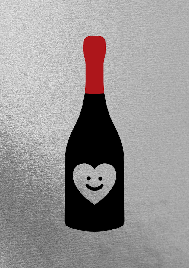 CHAMPAGNE SMILE Silver + Black + Red