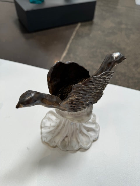 Naru Kubota - Double Bronze Swan (Candle Holder - Large)