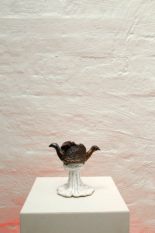 Naru Kubota - Double Bronze Swan (Candle Holder - Large)